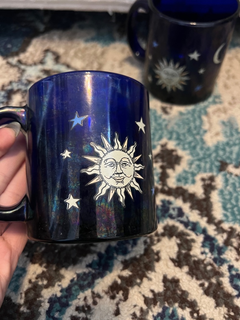 Vintage Libbey Celestial Colbolt Blue Mugs Set of 2 - Picture 2 of 5